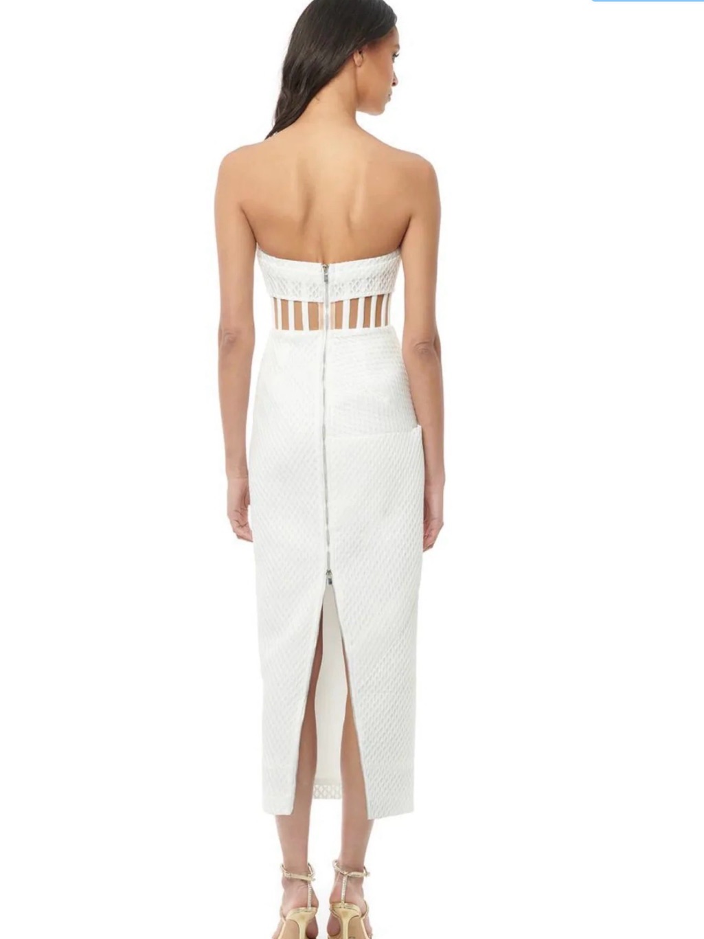Strapless White Cutout Midi Dress — image 3 of 4